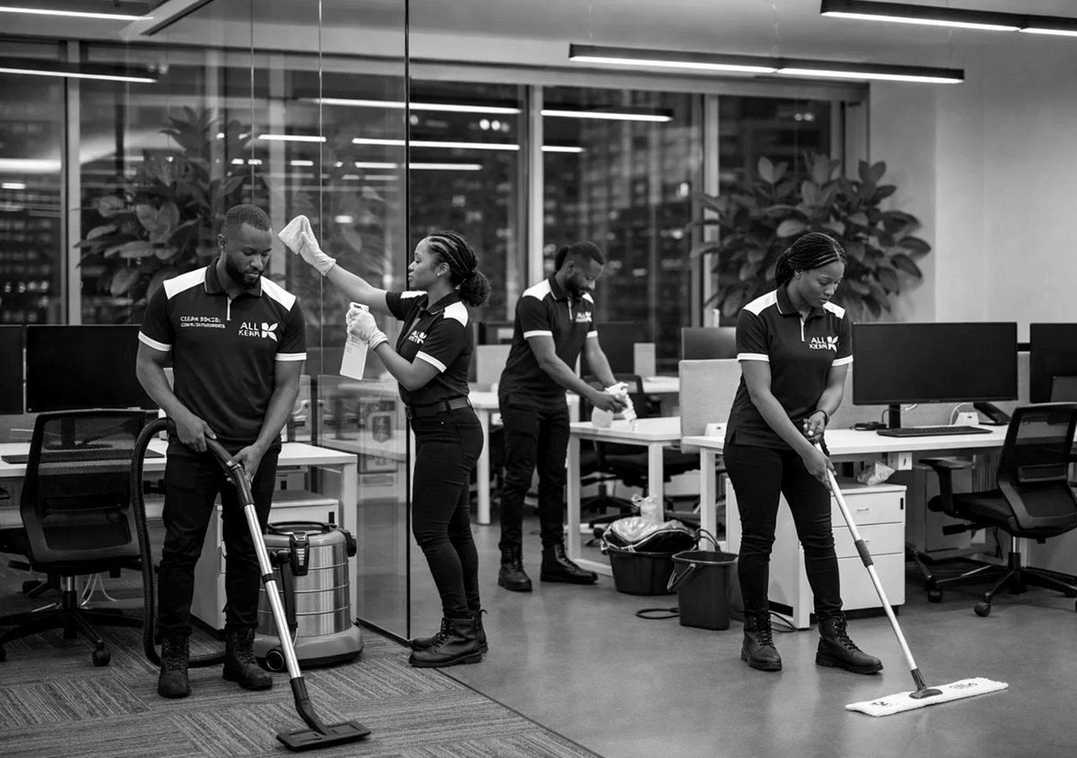 AllKlean team cleaning an office