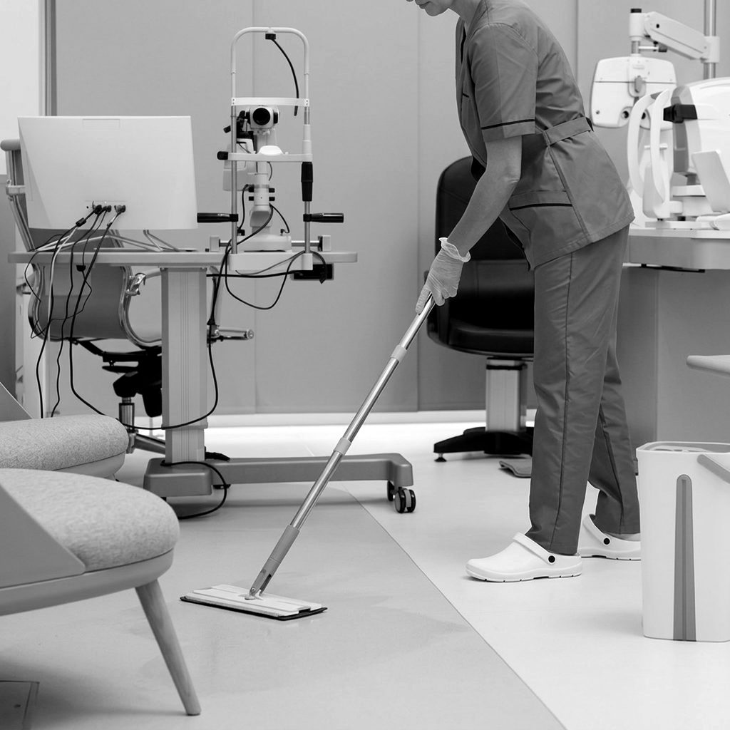 AllKlean cleaner mopping a medical consult room