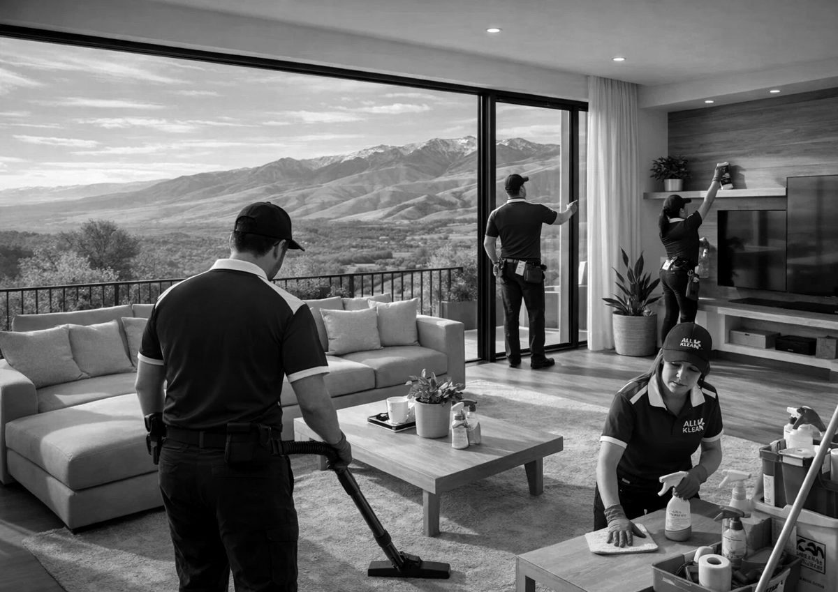 AllKlean cleaner vacuuming a living room